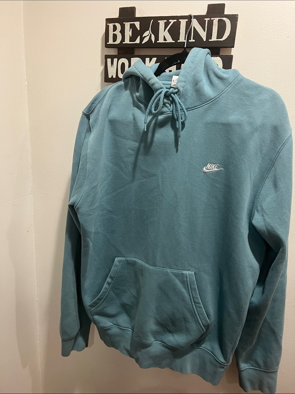 Nike Men's Teal Drawstring Pullover Hoodie